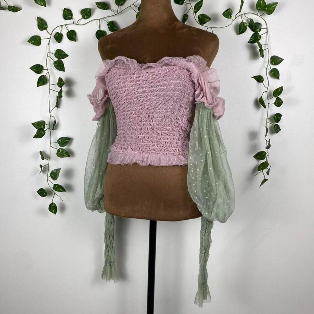 Free People Nothing Sweeter top smocked blouse princess casual romantic fairy